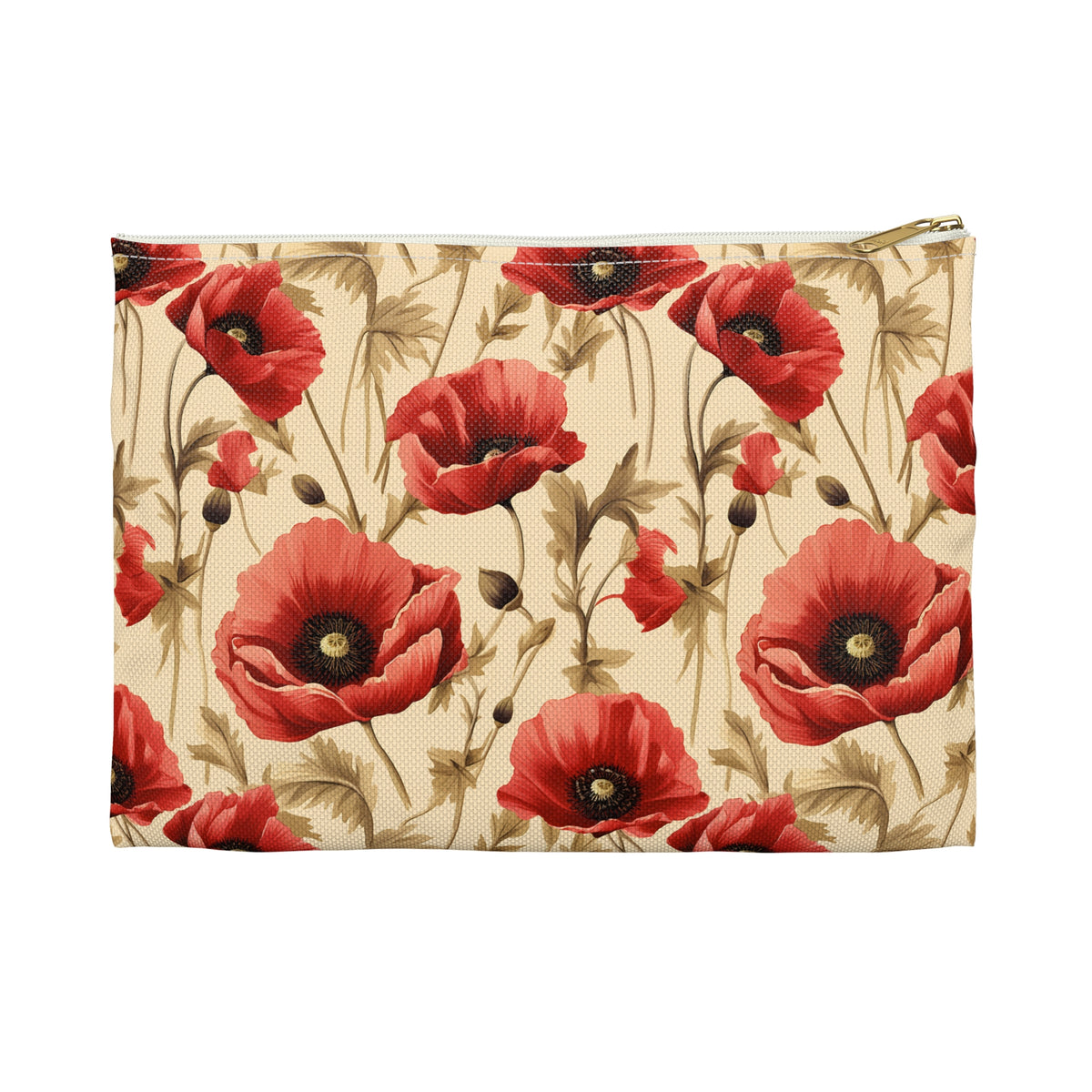 Red Poppies Floral Pattern, Watercolour, Flowers, Accessory Pouch