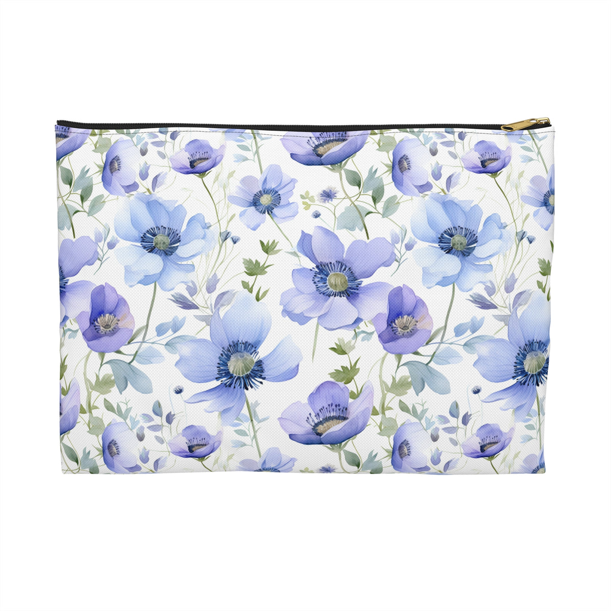 Blue Floral Pattern, Watercolour, Flowers, Accessory Pouch