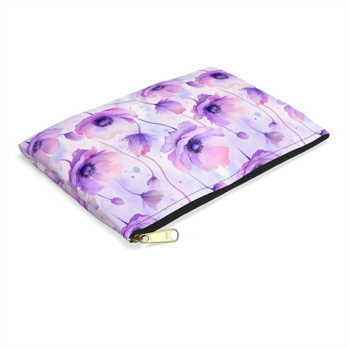 Purple Poppies Floral Pattern, Watercolour, Flowers, Accessory Pouch