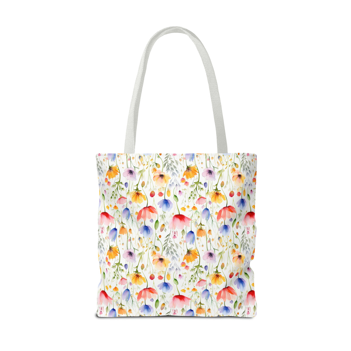 Colorful Floral Pattern, Watercolour, Flowers, Tote Bag (AOP)