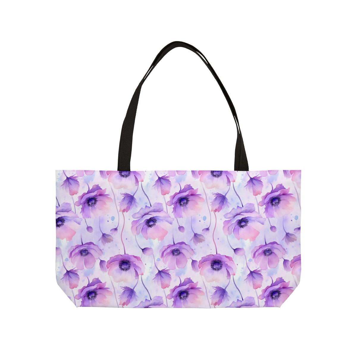 Purple Poppies Floral Pattern, Watercolour, Flowers, Weekender Tote Bag