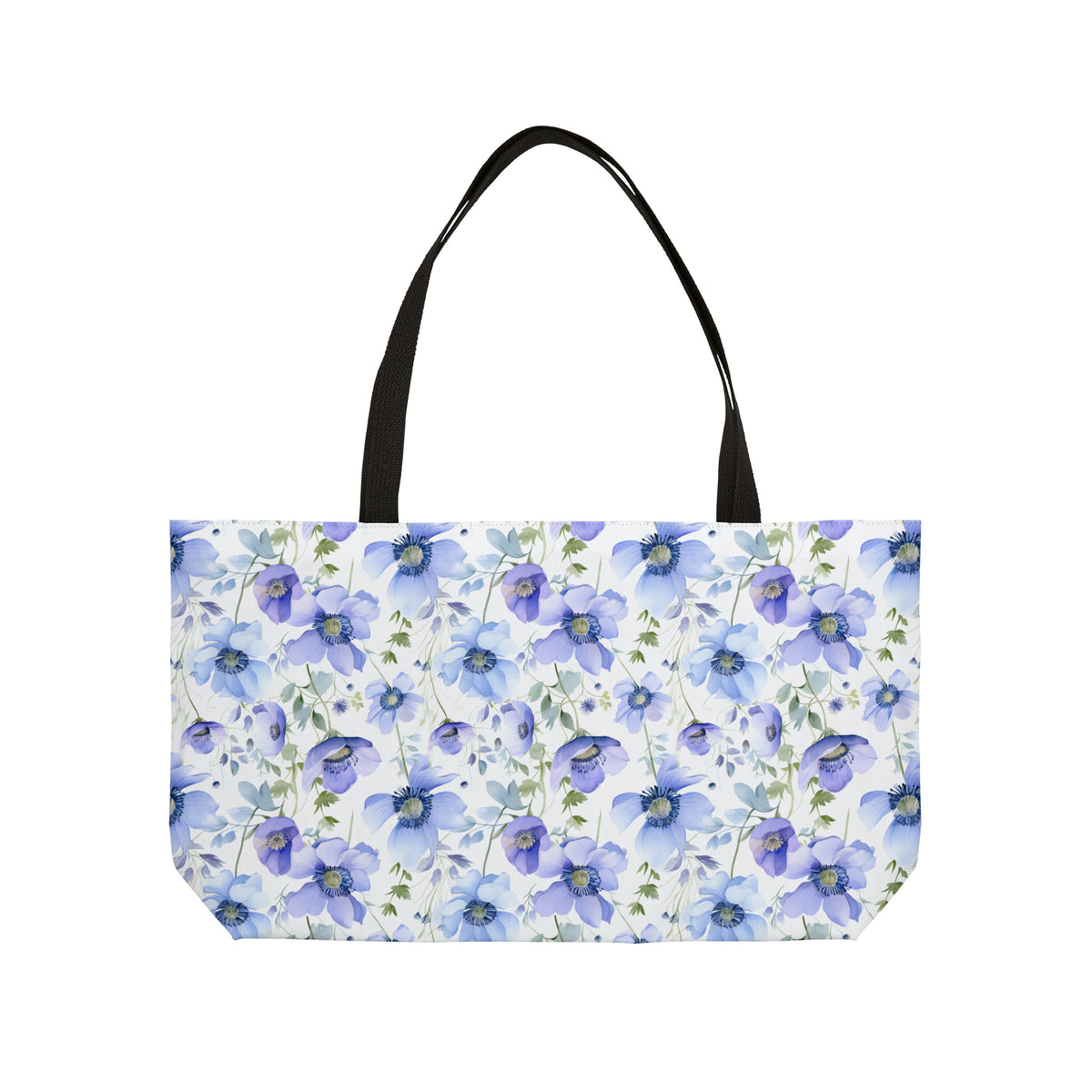 Blue Floral Pattern, Watercolour, Flowers, Weekender Tote Bag