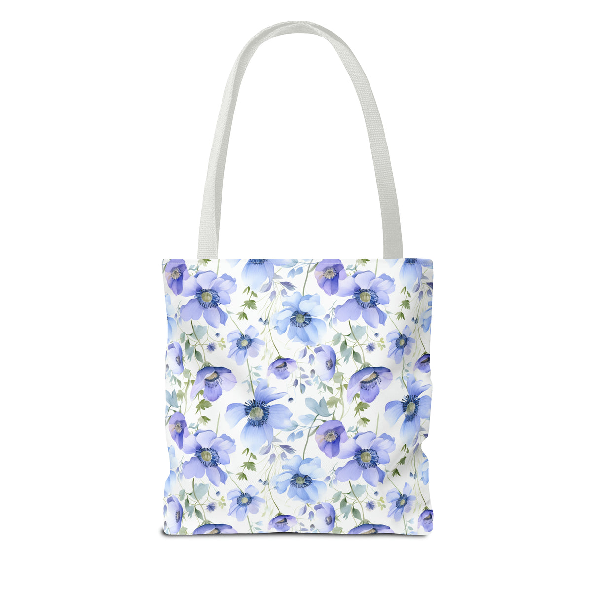 Blue Floral Pattern, Watercolour, Flowers, Tote Bag (AOP)