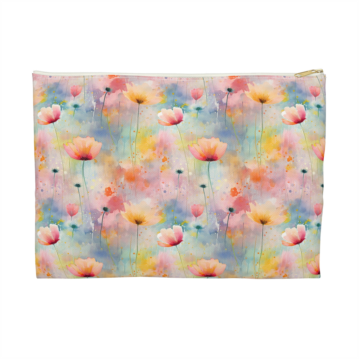 Colour Floral Pattern, Watercolour, Flowers, Accessory Pouch