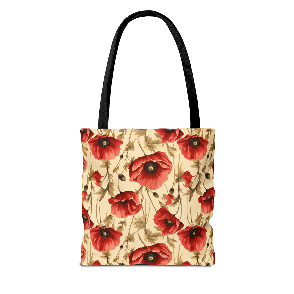 Red Poppies Floral Pattern, Watercolour, Flowers, Tote Bag (AOP)