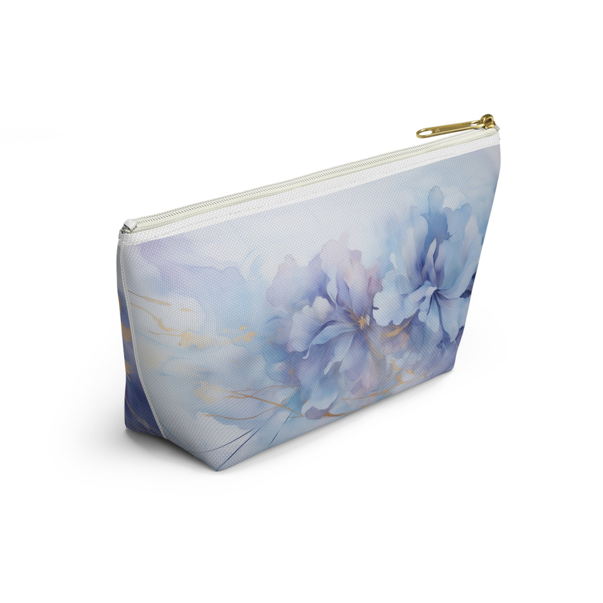 Ultramarine Blue, Payne's Gray, Pale Lavender, Watercolour, Gold Streaks, Marbled, Accessory Pouch w T-bottom