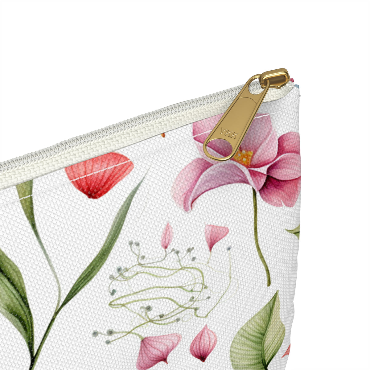 Red Botanicals Floral Pattern, Watercolour, Flowers, Accessory Pouch