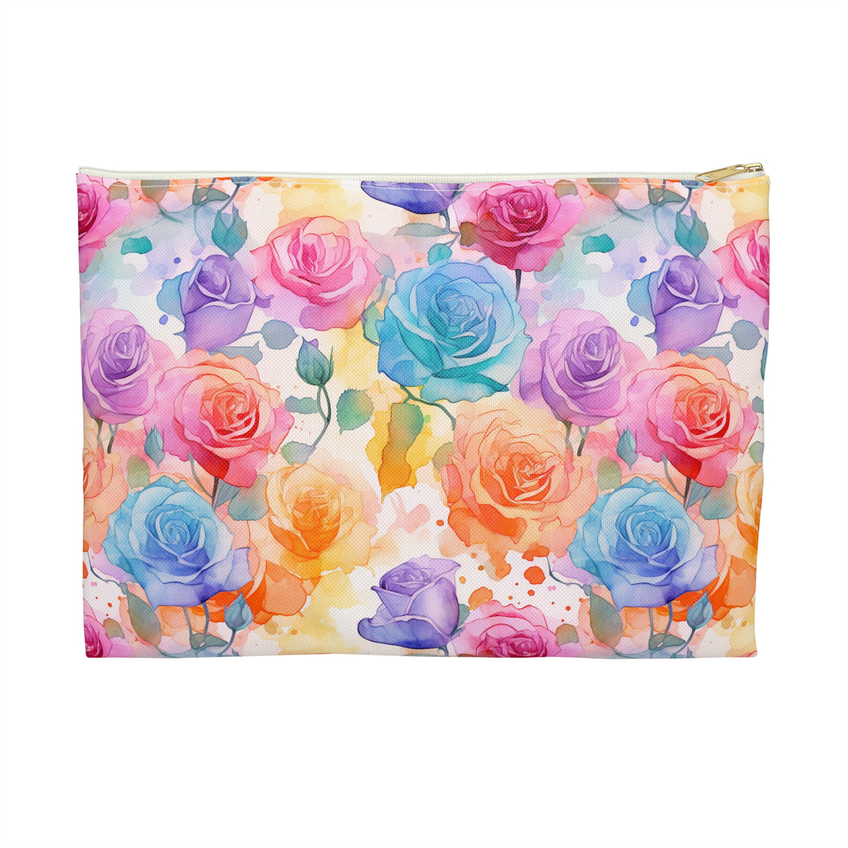 Colour Roses Floral Pattern, Watercolour, Flowers, Accessory Pouch