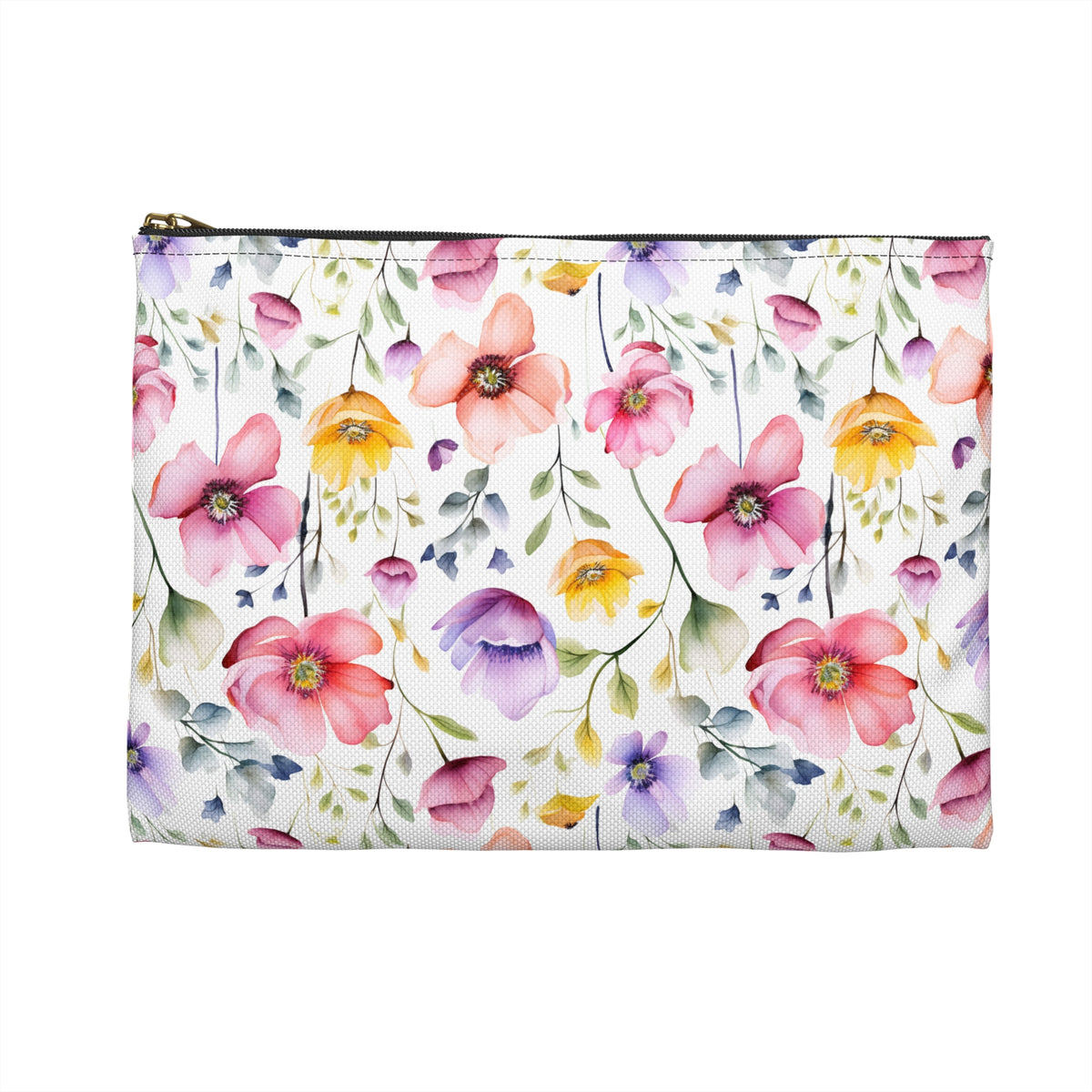 Colour Floral Pattern, Watercolour, Flowers, Accessory Pouch