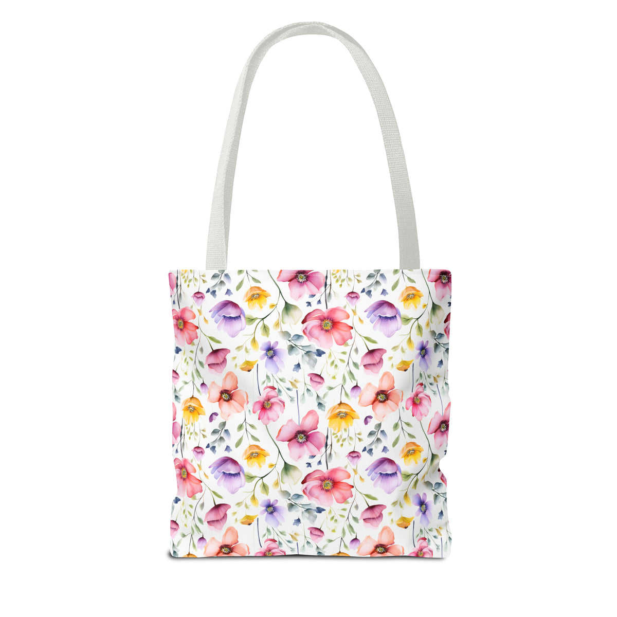 Colorful Floral Pattern, Watercolour, Flowers, Tote Bag (AOP)