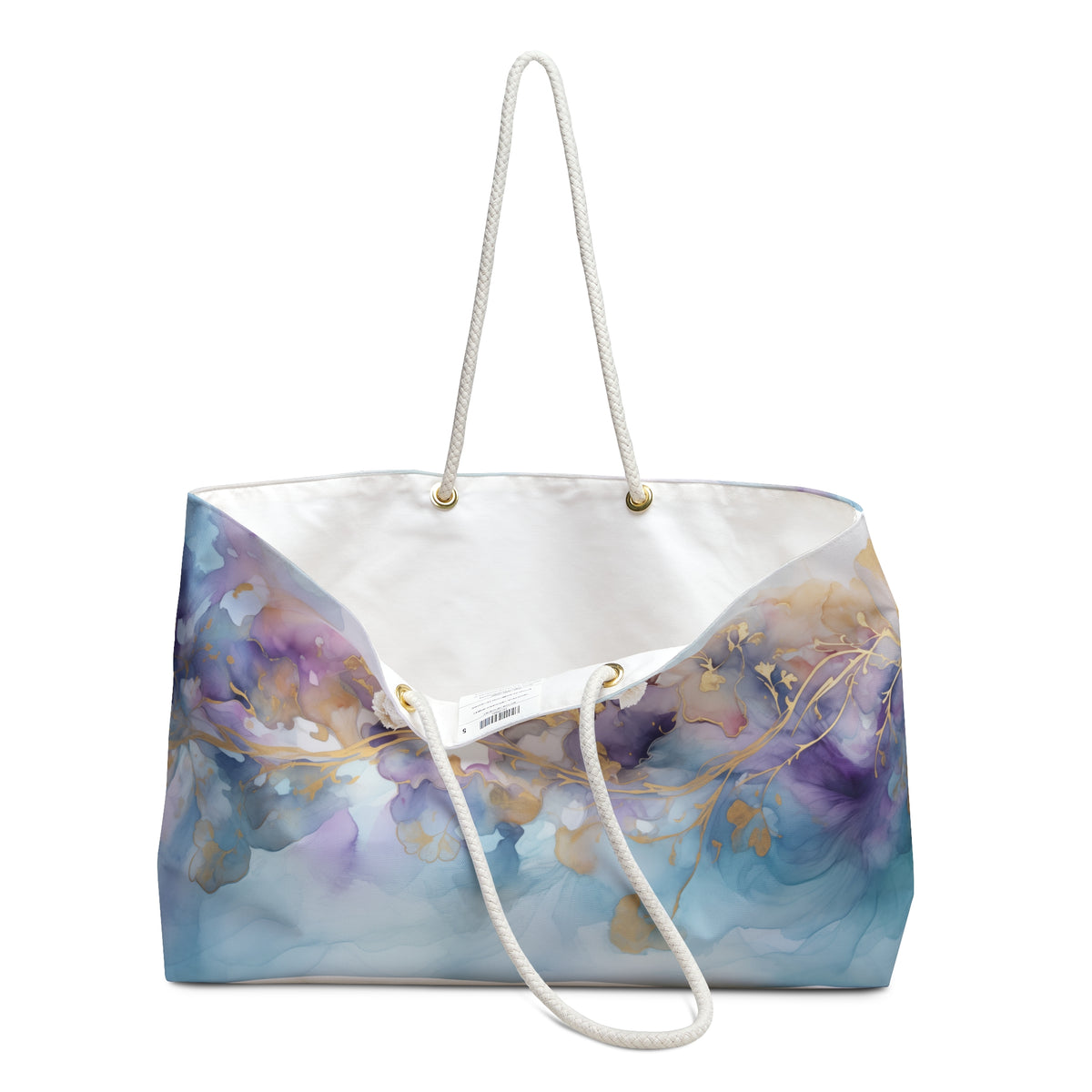 Orchid Purple, Teal Blue, Watercolour, Gold Streaks, Marbled, Weekender Bag