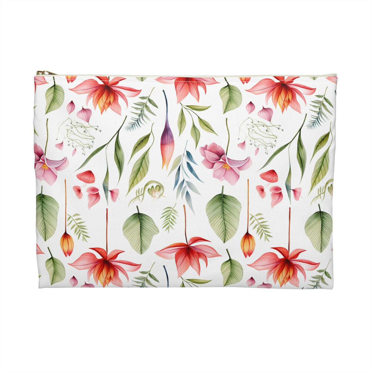 Red Botanicals Floral Pattern, Watercolour, Flowers, Accessory Pouch