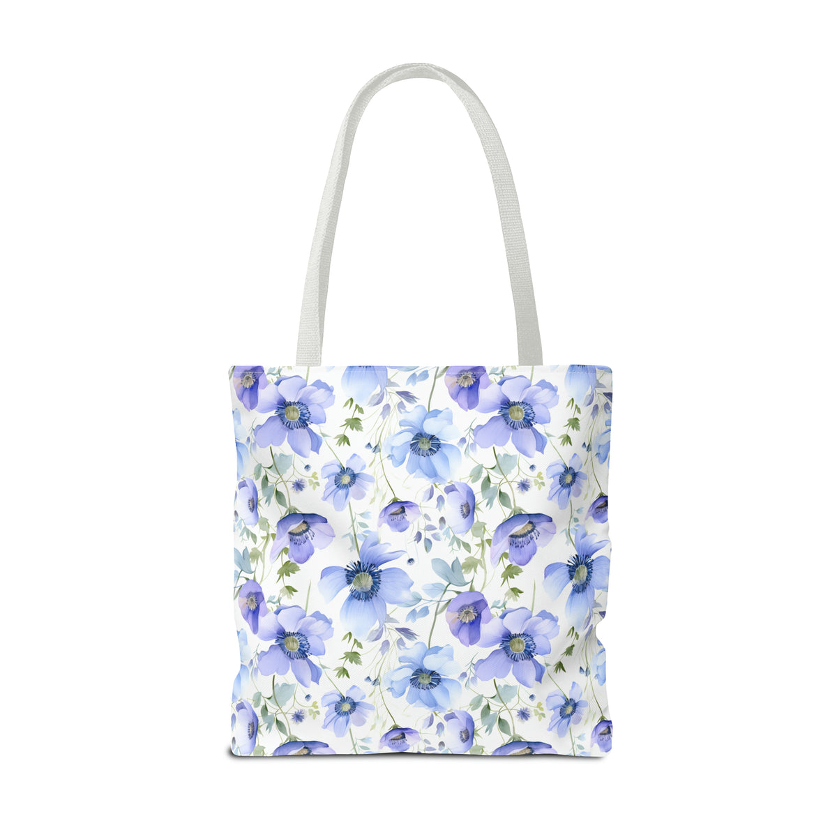 Blue Floral Pattern, Watercolour, Flowers, Tote Bag (AOP)