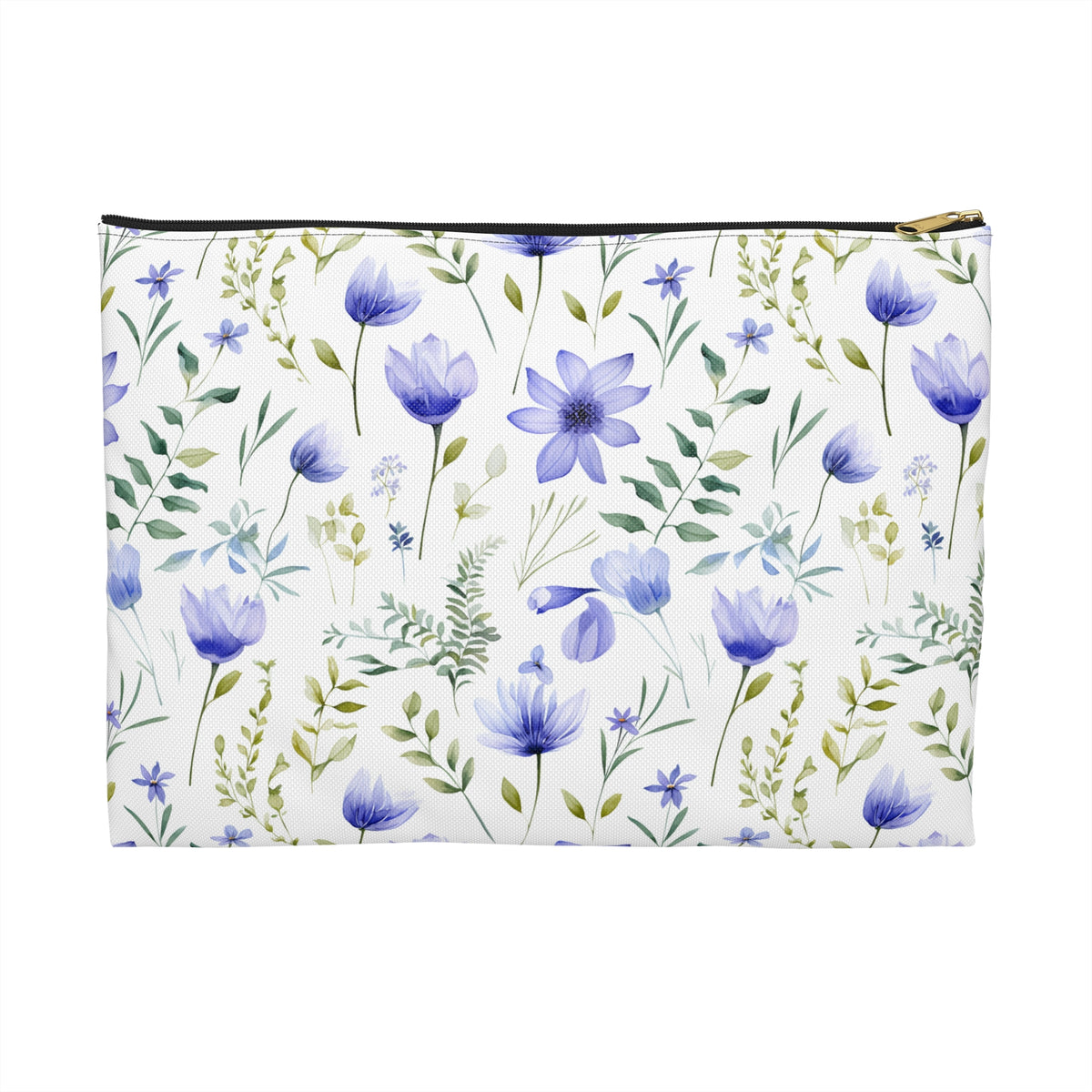 Blue Botanicals Floral Pattern, Watercolour, Flowers, Accessory Pouch