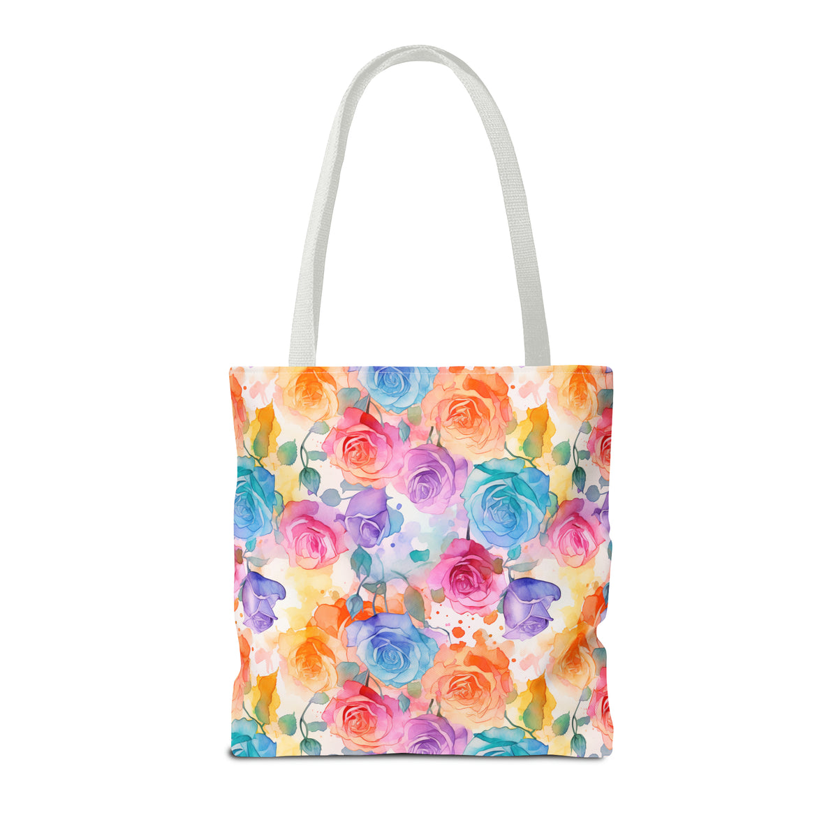 Colorful Roses Floral Pattern, Watercolour, Flowers, Tote Bag (AOP)