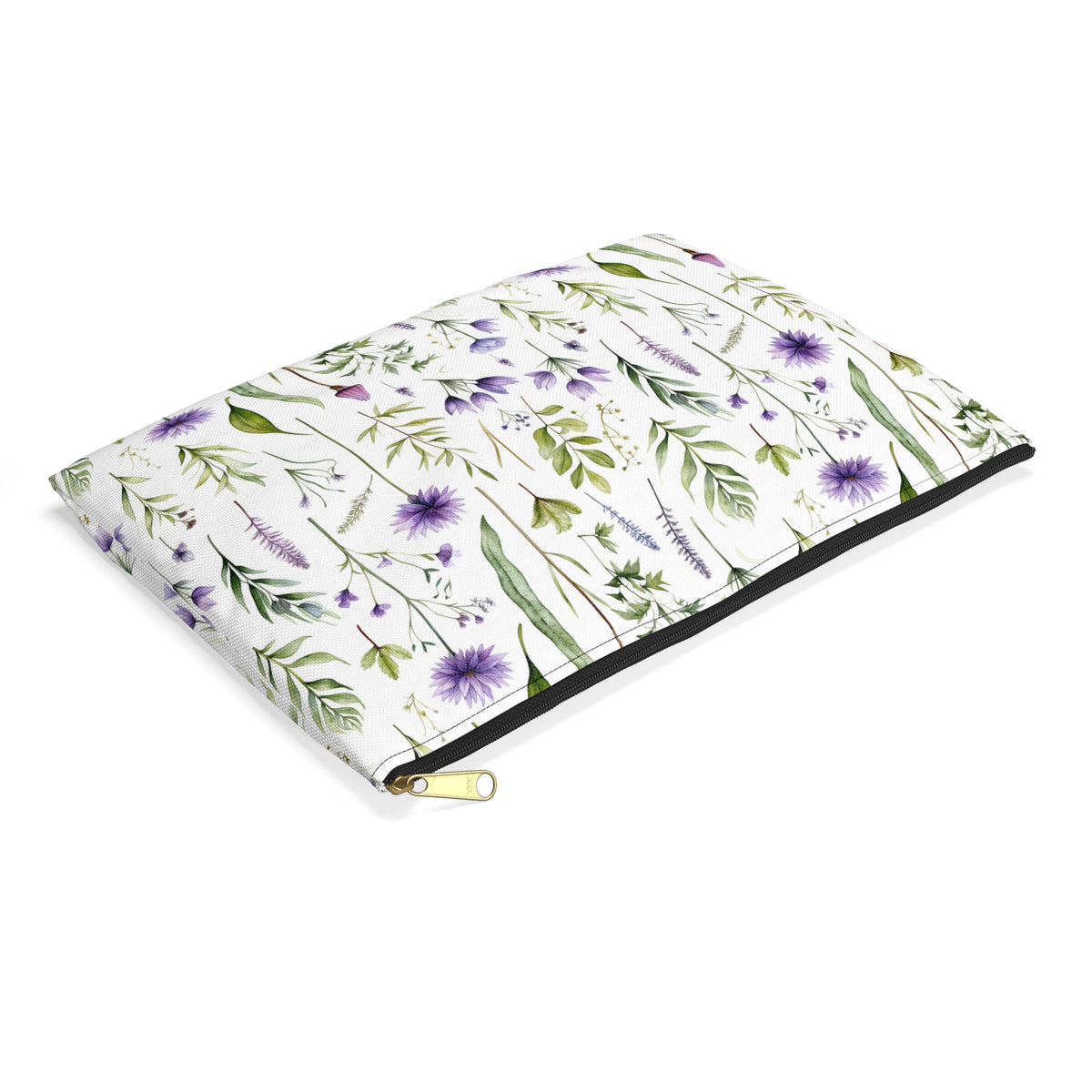 Purple Botanicals Floral Pattern, Watercolour, Flowers, Accessory Pouch