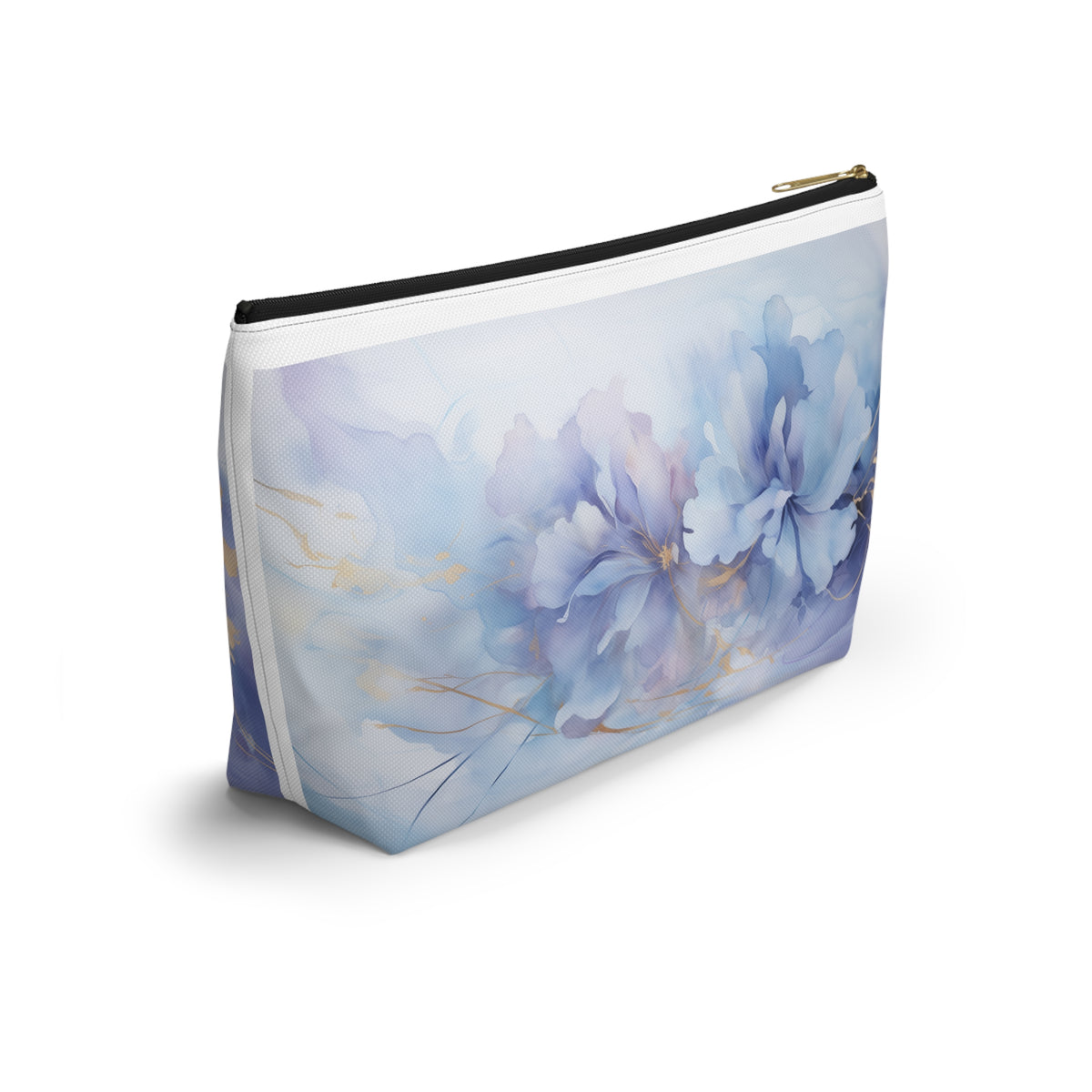 Ultramarine Blue, Payne's Gray, Pale Lavender, Watercolour, Gold Streaks, Marbled, Accessory Pouch w T-bottom