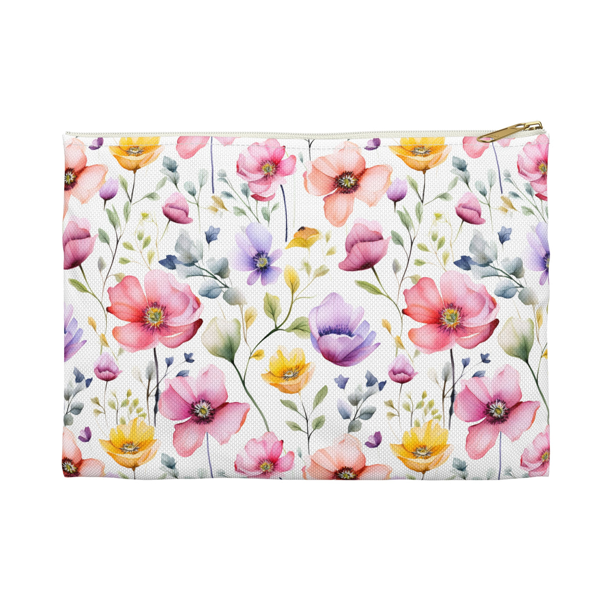 Colour Floral Pattern, Watercolour, Flowers, Accessory Pouch