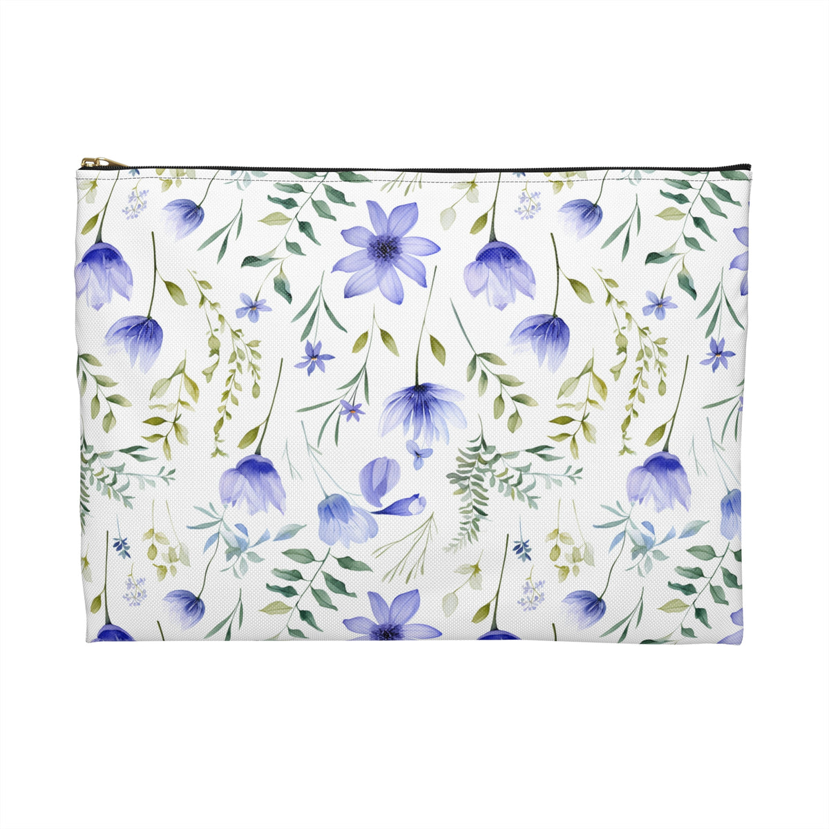 Blue Botanicals Floral Pattern, Watercolour, Flowers, Accessory Pouch