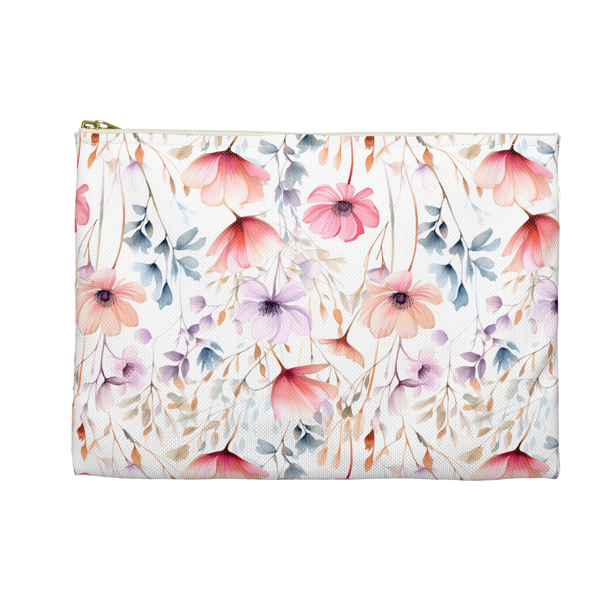 Colour Floral Pattern, Watercolour, Flowers, Accessory Pouch