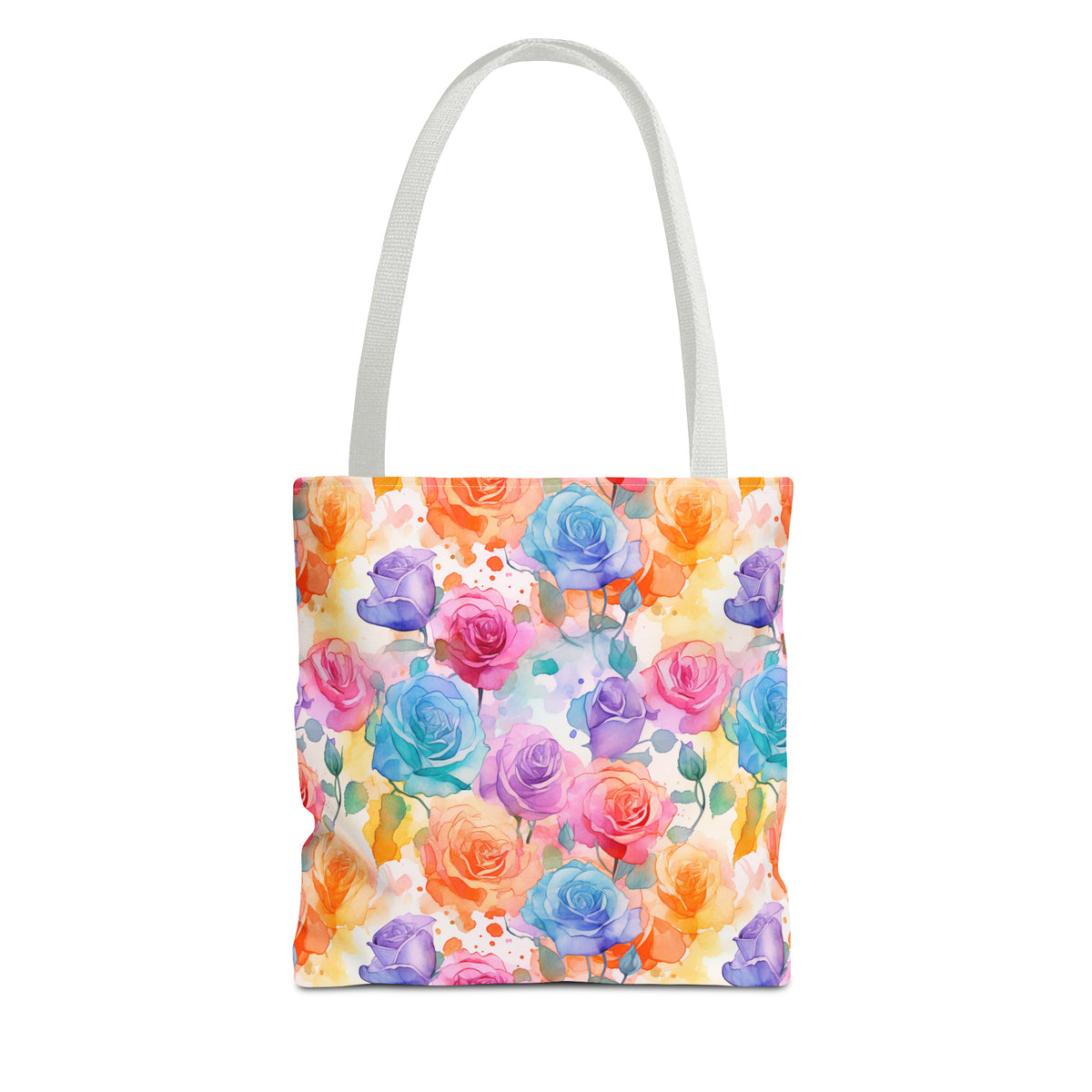 Colorful Roses Floral Pattern, Watercolour, Flowers, Tote Bag (AOP)