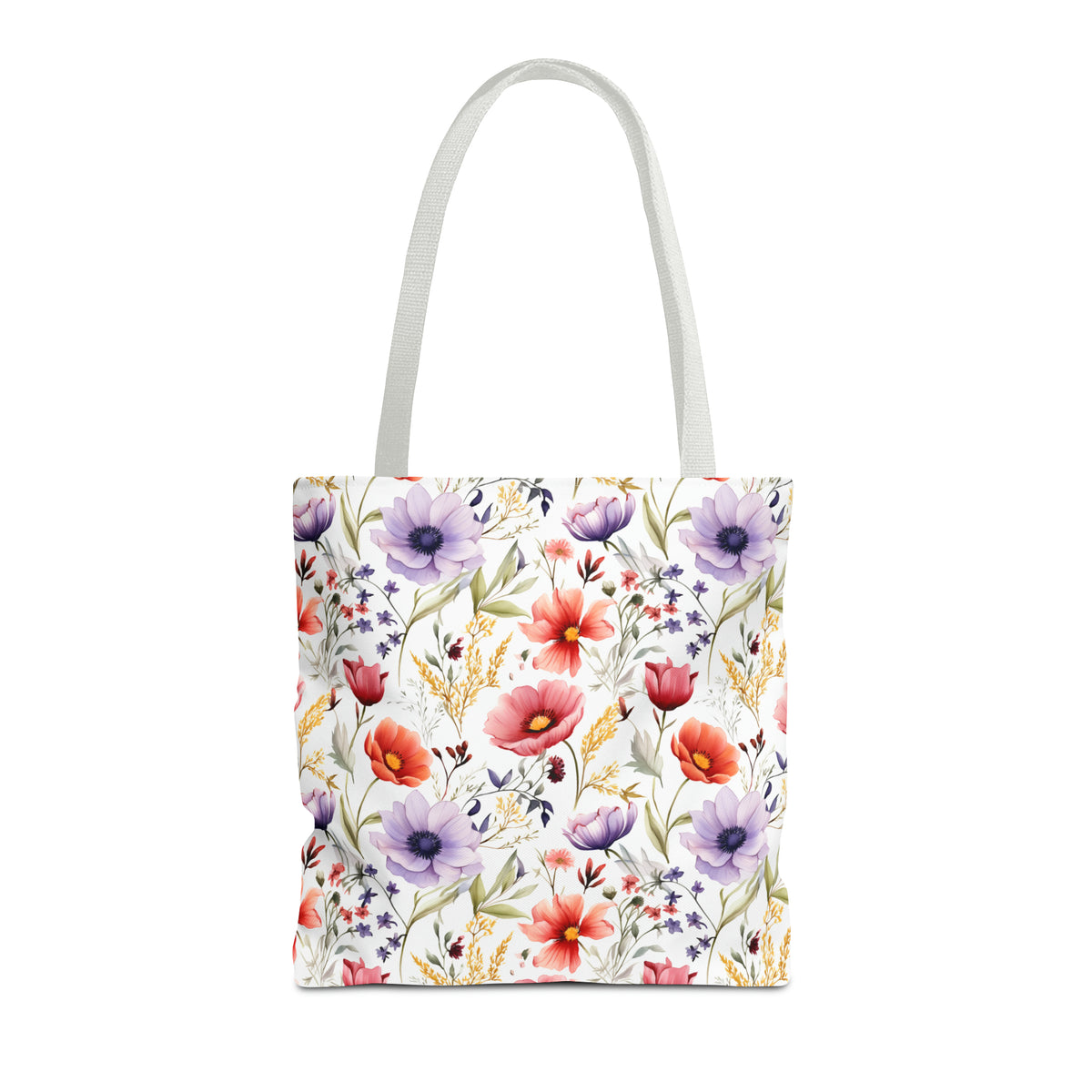 Colorful Floral Pattern, Watercolour, Flowers, Tote Bag (AOP)