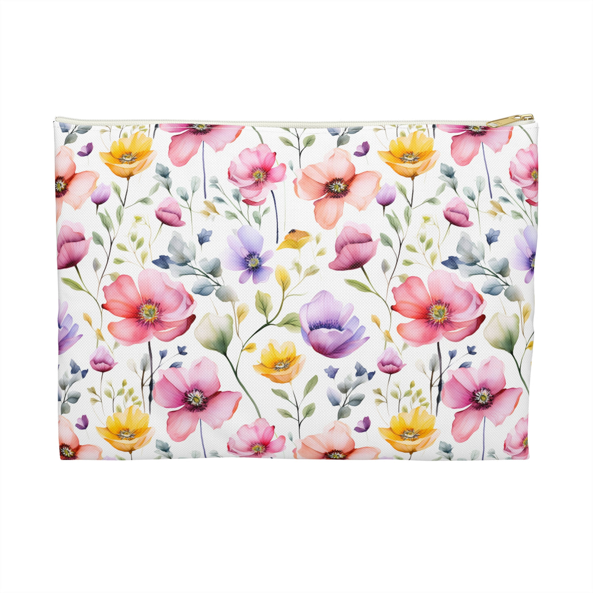 Colour Floral Pattern, Watercolour, Flowers, Accessory Pouch