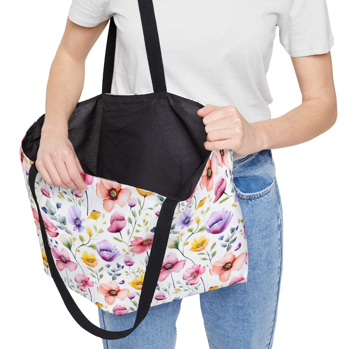 Colour Floral Pattern, Watercolour, Flowers, Weekender Tote Bag