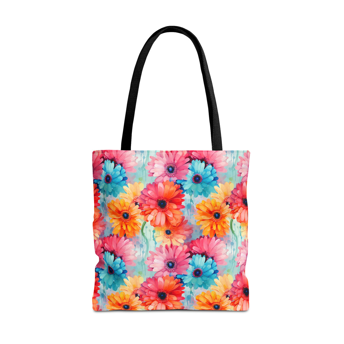 Colorful Gerberas Floral Pattern, Watercolour, Flowers, Tote Bag (AOP)