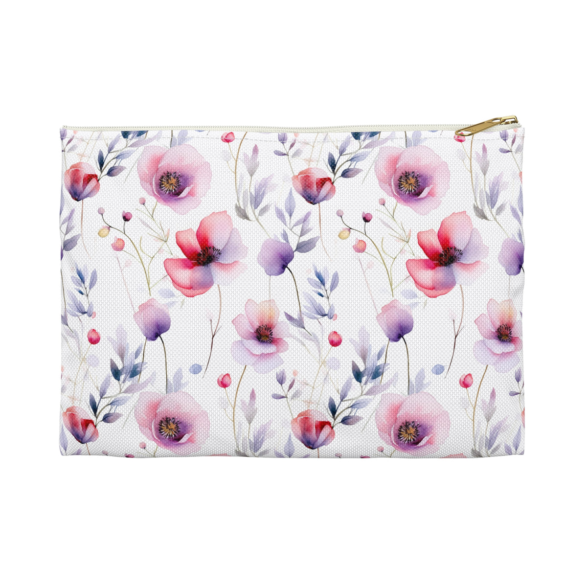 Colour Floral Pattern, Watercolour, Flowers, Accessory Pouch