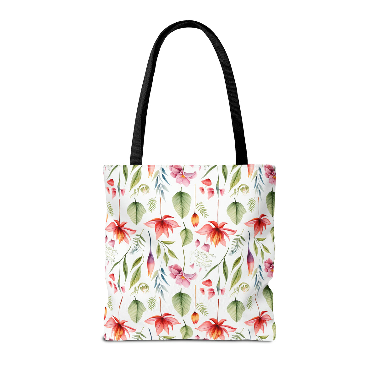 Red Botanicals Floral Pattern, Watercolour, Flowers, Tote Bag (AOP)