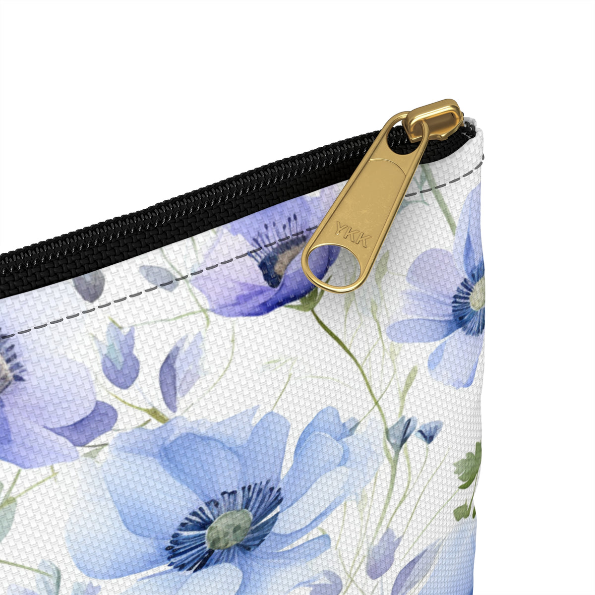 Blue Floral Pattern, Watercolour, Flowers, Accessory Pouch