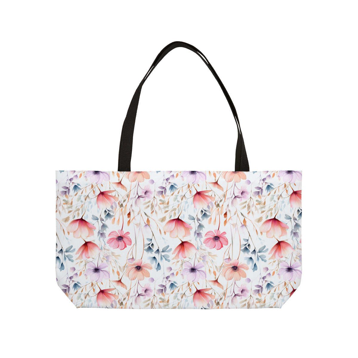 Colour Floral Pattern, Watercolour, Flowers, Weekender Tote Bag