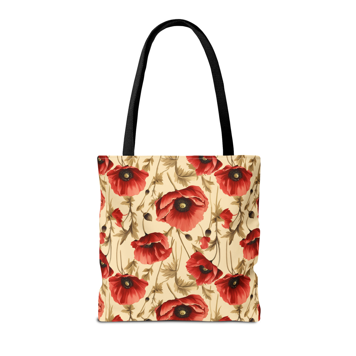 Red Poppies Floral Pattern, Watercolour, Flowers, Tote Bag (AOP)