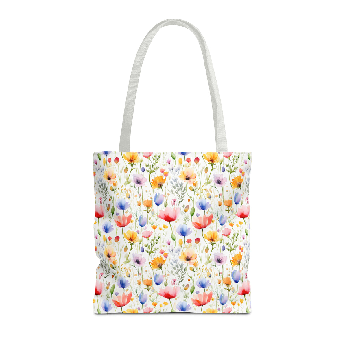 Colorful Floral Pattern, Watercolour, Flowers, Tote Bag (AOP)