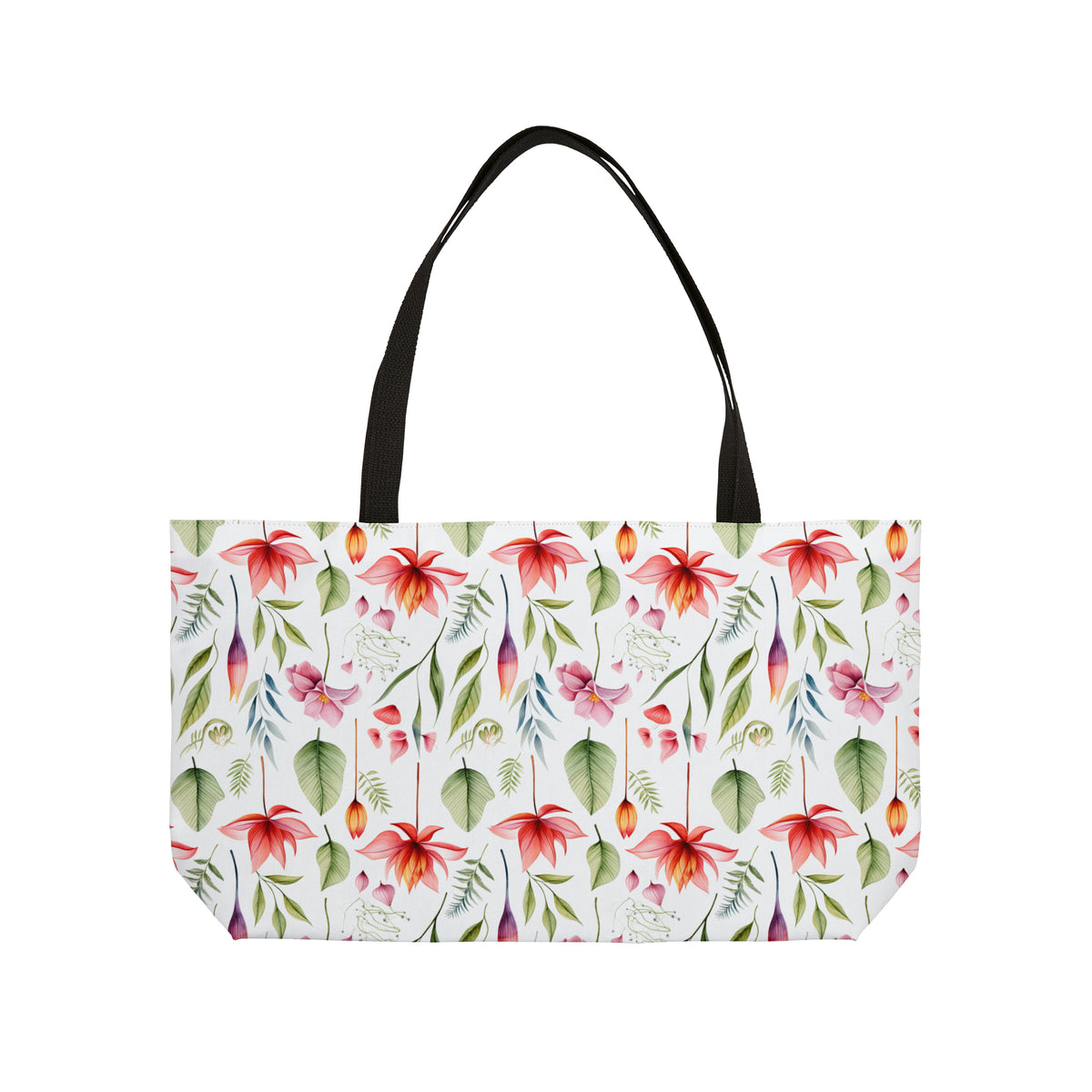 Red Botanicals Floral Pattern, Watercolour, Flowers, Weekender Tote Bag