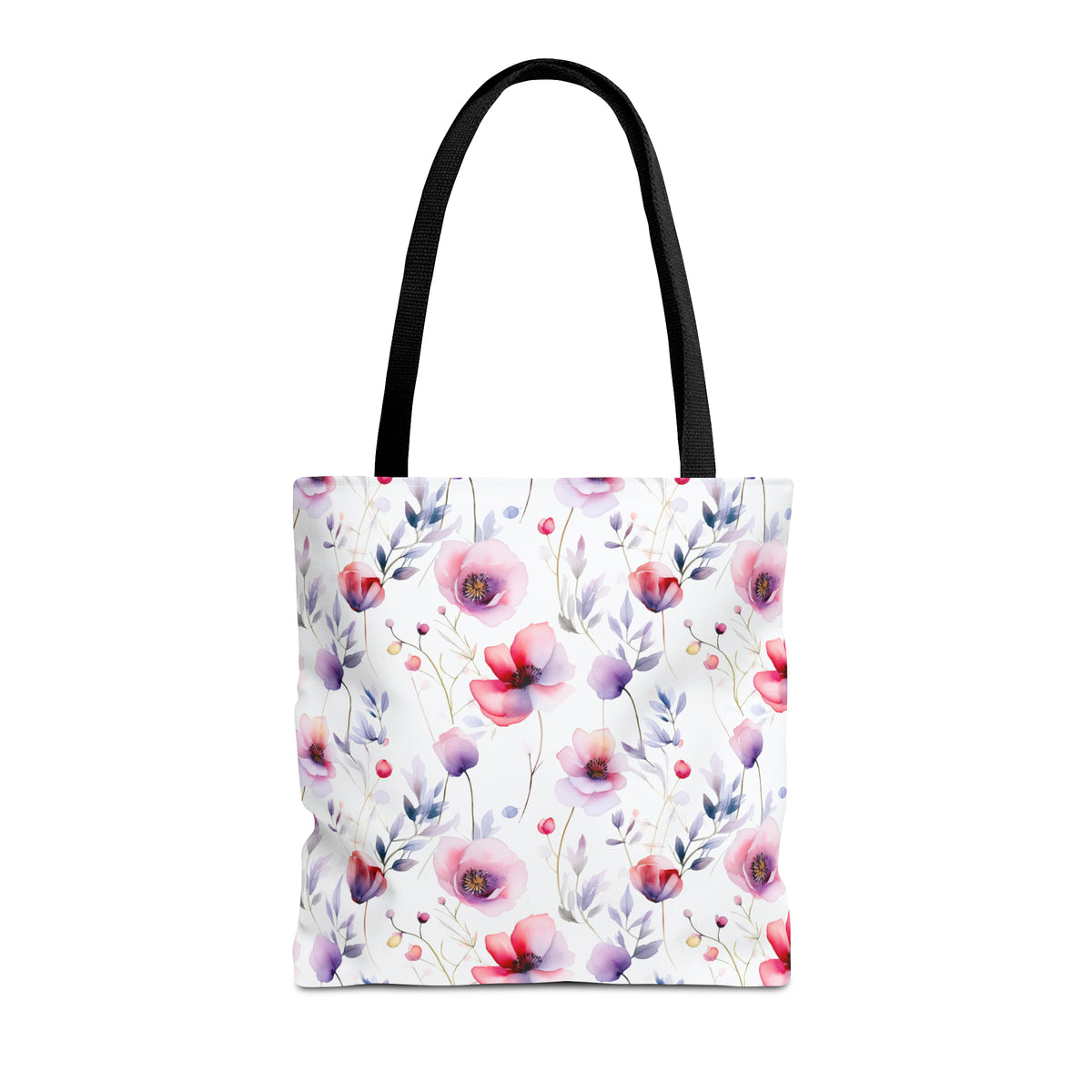 Colorful Floral Pattern, Watercolour, Flowers, Tote Bag (AOP)