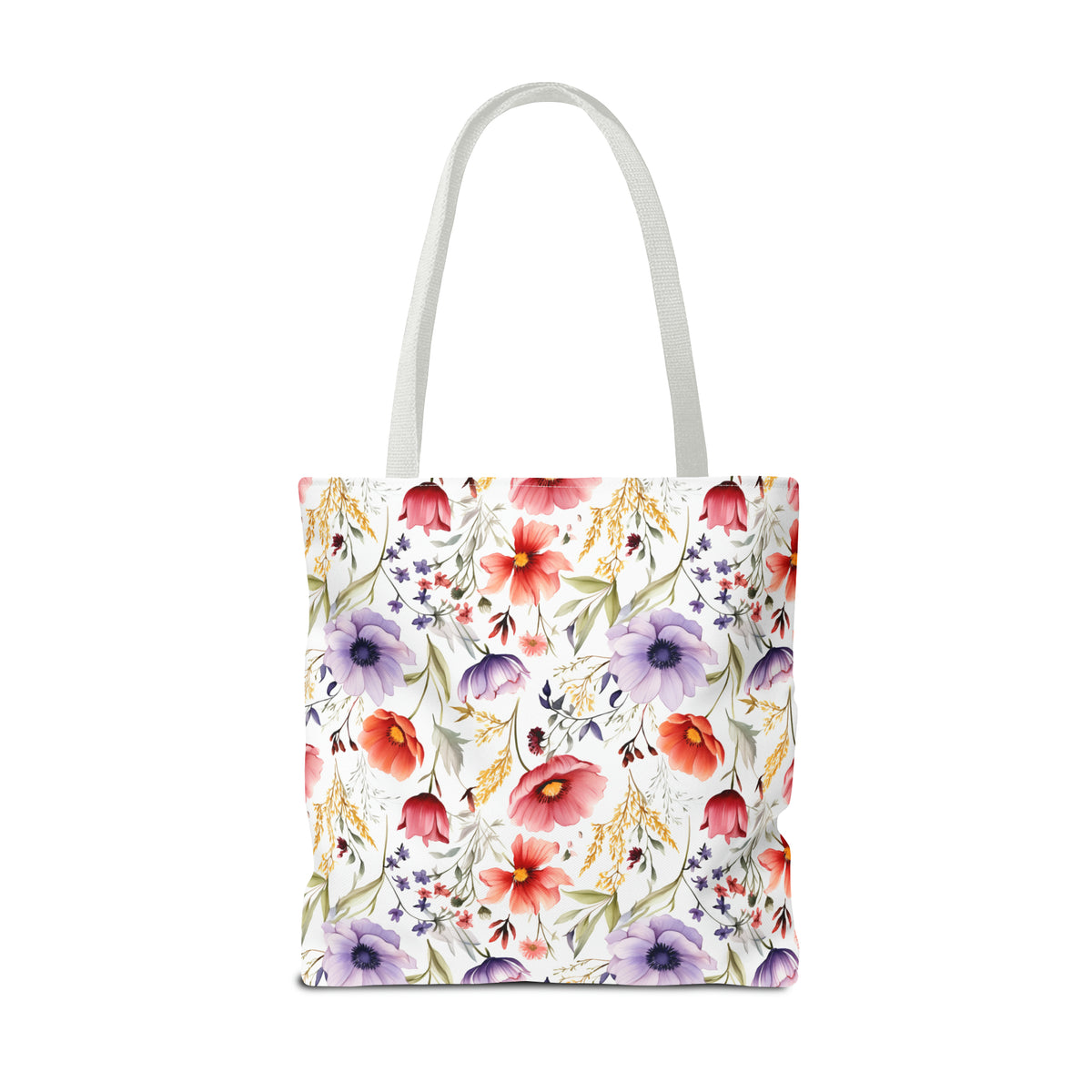 Colorful Floral Pattern, Watercolour, Flowers, Tote Bag (AOP)