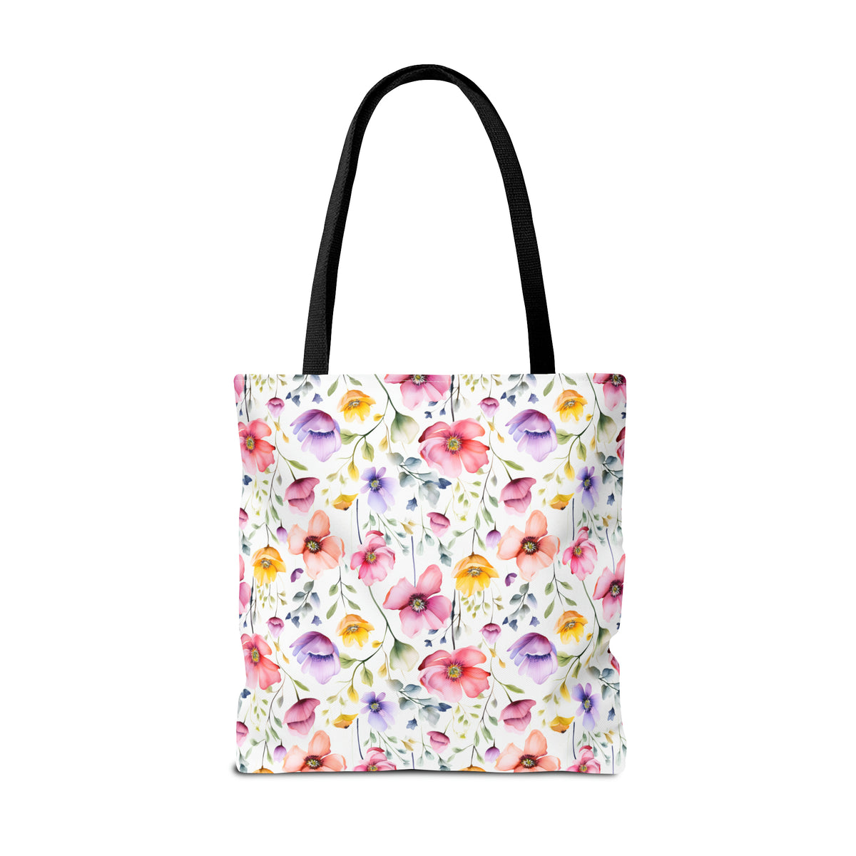 Colorful Floral Pattern, Watercolour, Flowers, Tote Bag (AOP)