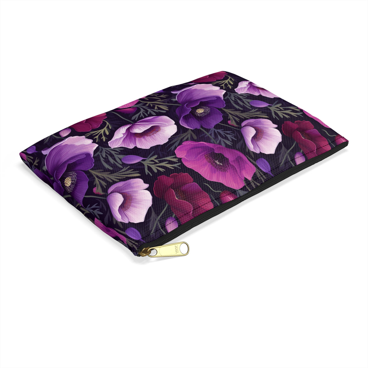 Purple Poppies Floral Pattern, Watercolour, Flowers, Accessory Pouch