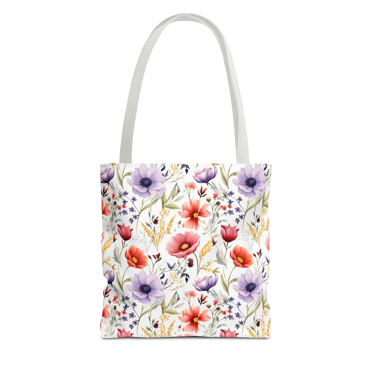 Colorful Floral Pattern, Watercolour, Flowers, Tote Bag (AOP)