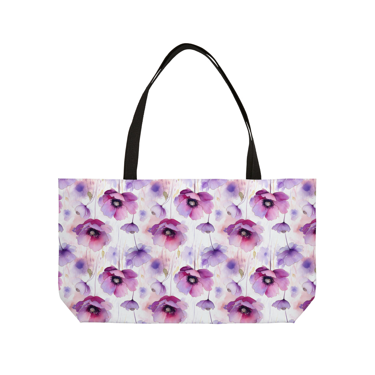 Purple Poppies Floral Pattern, Watercolour, Flowers, Weekender Tote Bag