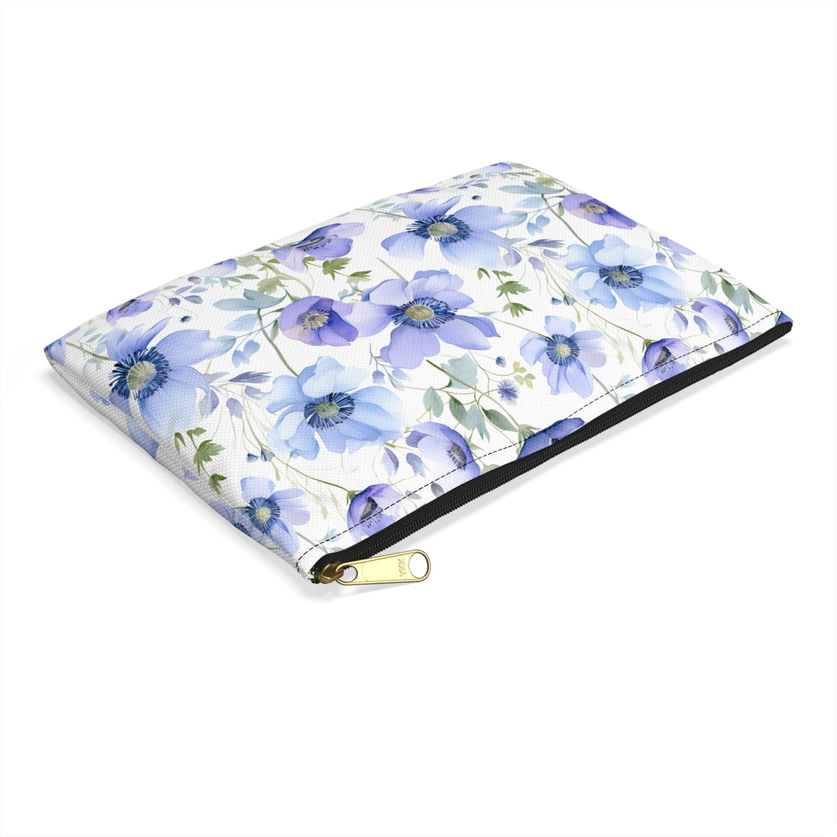 Blue Floral Pattern, Watercolour, Flowers, Accessory Pouch