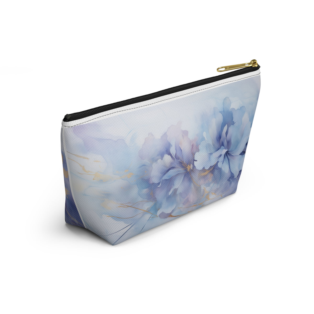 Ultramarine Blue, Payne's Gray, Pale Lavender, Watercolour, Gold Streaks, Marbled, Accessory Pouch w T-bottom