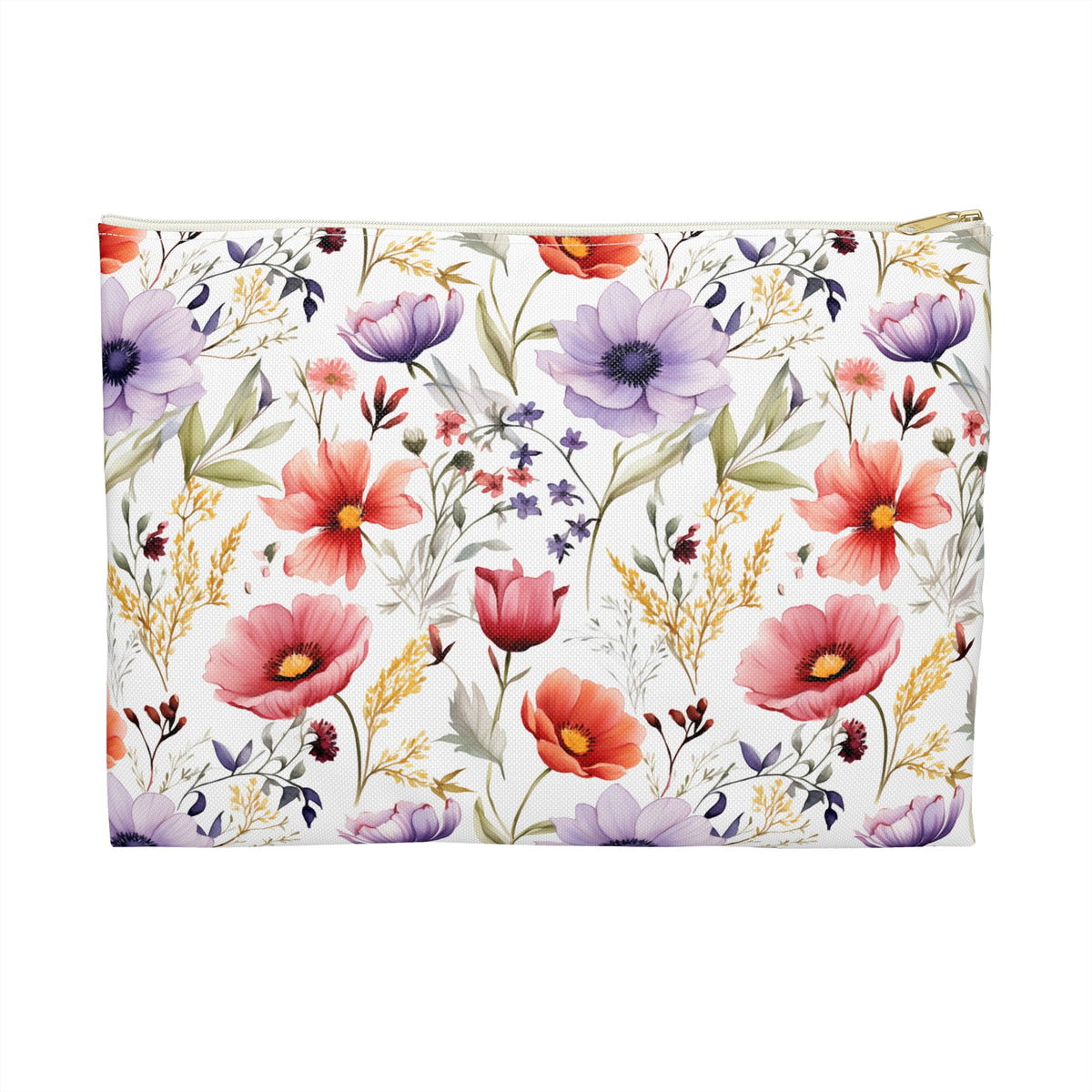 Colour Floral Pattern, Watercolour, Flowers, Accessory Pouch