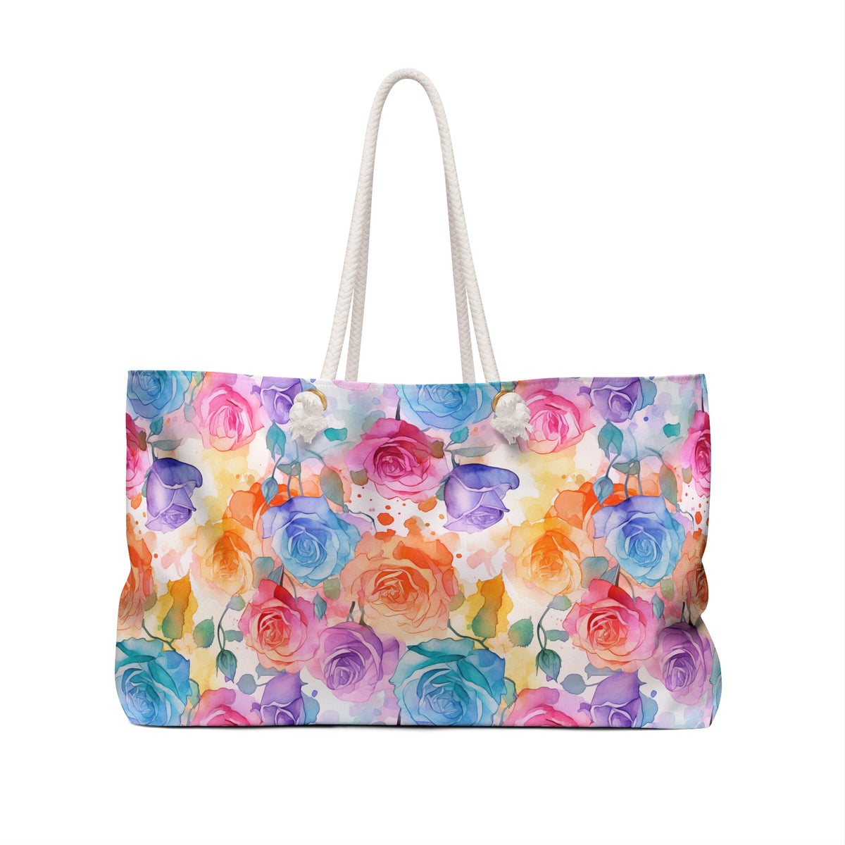 Colorful Roses Floral Pattern, Watercolour, Flowers, Weekender Tote Bag