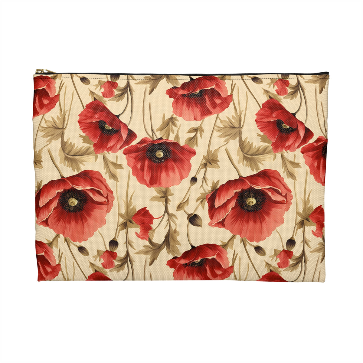 Red Poppies Floral Pattern, Watercolour, Flowers, Accessory Pouch