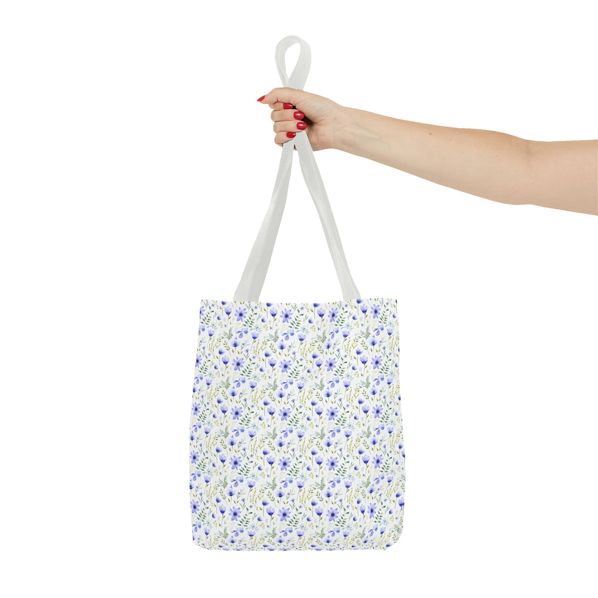 Blue Botanicals Floral Pattern, Watercolour, Flowers, Tote Bag (AOP)