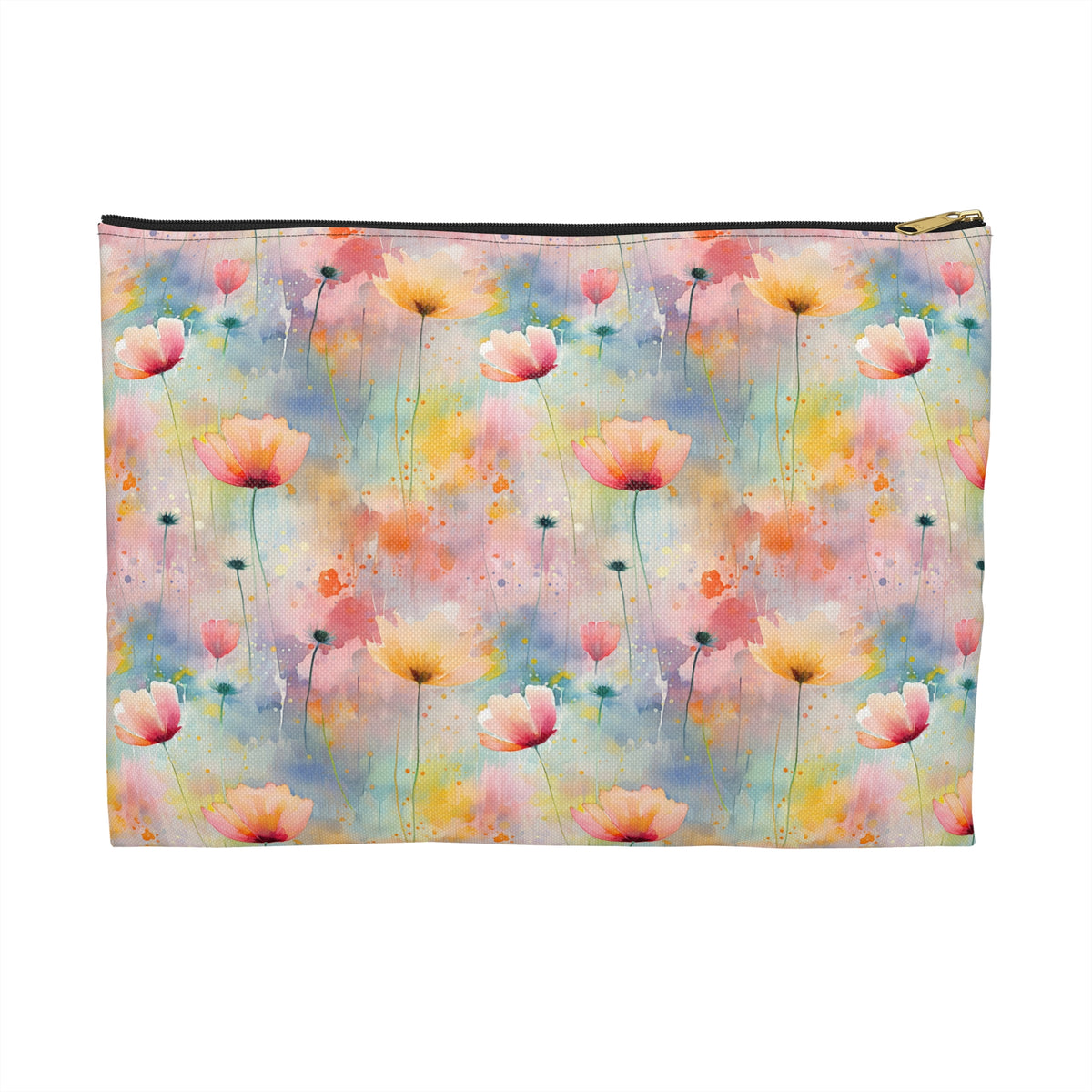 Colour Floral Pattern, Watercolour, Flowers, Accessory Pouch