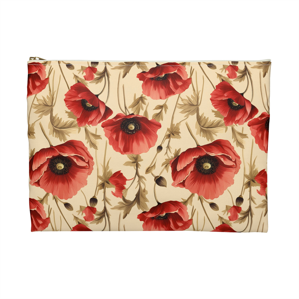 Red Poppies Floral Pattern, Watercolour, Flowers, Accessory Pouch